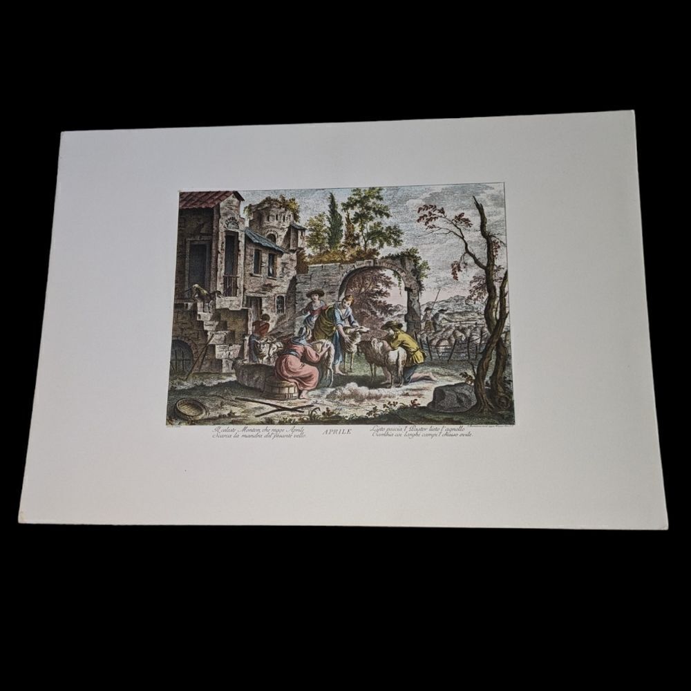 ‎Giuseppe Zocchi vintage lithograph print Aprile